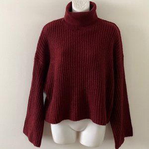 H&M Burgundy  Wool Blend Turtleneck Sweater
